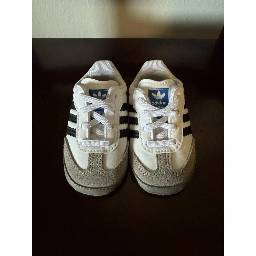 Adidas Originals Samba Crib Toddler Shoes US 2K White & Black - New
